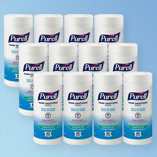Caja Toallas Sanitizantes Para Manos Purell 12Paq/ 80Pzs c/u
