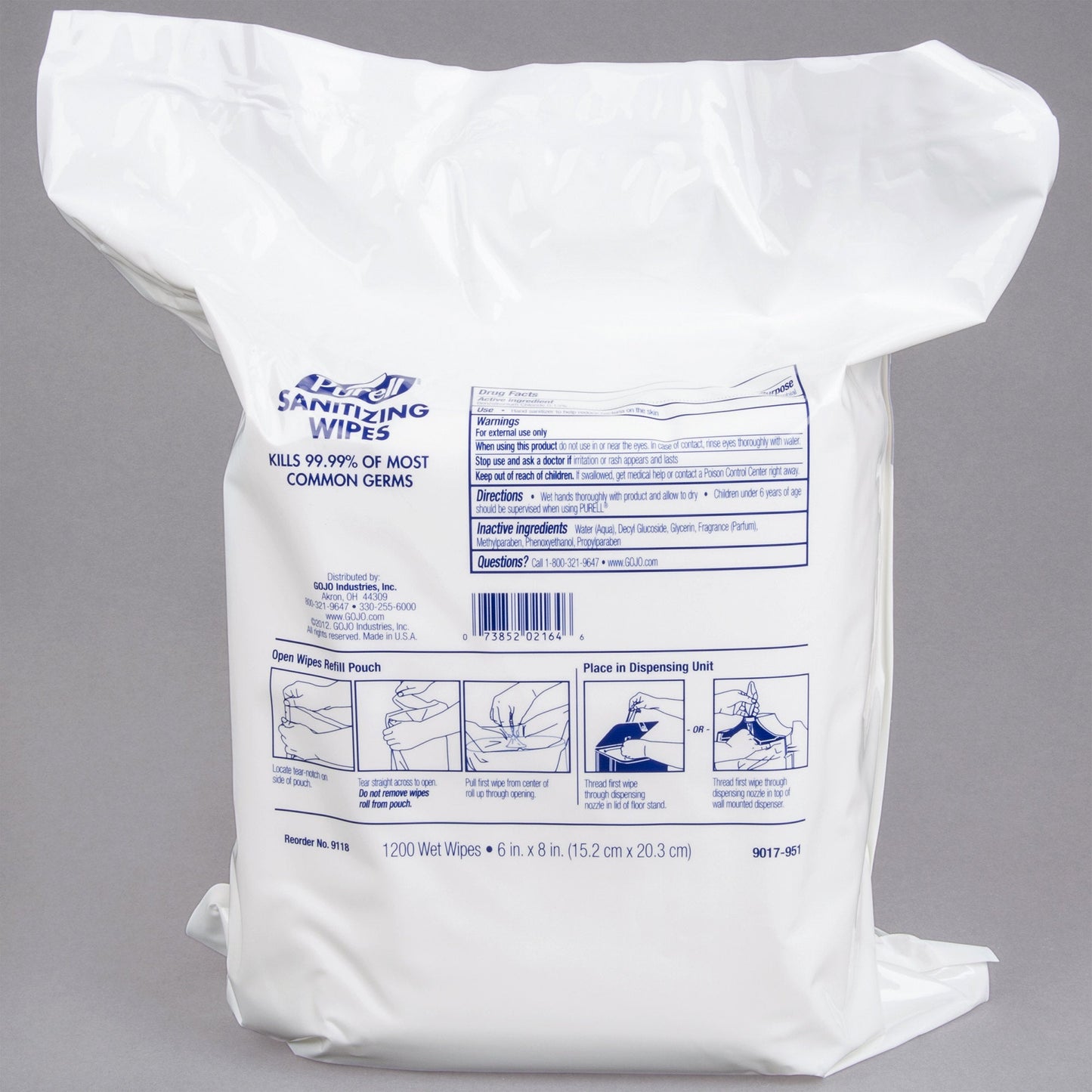 Caja Toalla Sanitizante Purell P/dispensador, 2Pz, 1200pzc/u