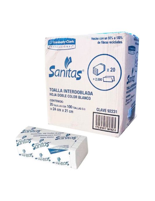 Toalla Interdoblada Sanitas 100 hjs 20 Paq