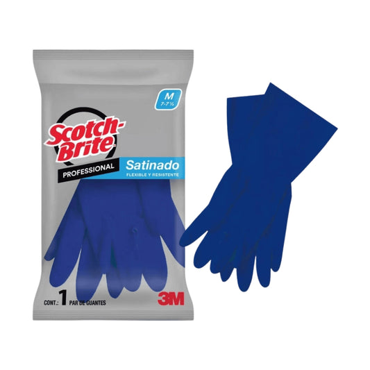 Guante de Limpieza Satinado 3M™ Scotch-Brite™ Profesional, Azul, Grande, 24 Pares/Caja ME400000530