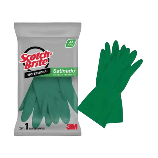 Guante de Limpieza Satinado 3M™ Scotch-Brite™ Profesional, Verde, Grande, 24 Pares/Caja ME400000571