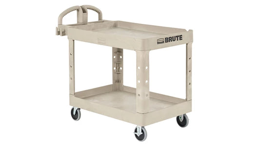 BRUTE CARRO UTILITARIO CON ASA ERGONÓMICA DE ALTA RESISTENCIA, ESTANTE CON REBORDE, MEDIANO, CAPACIDAD DE 500 LB - BEIGE
